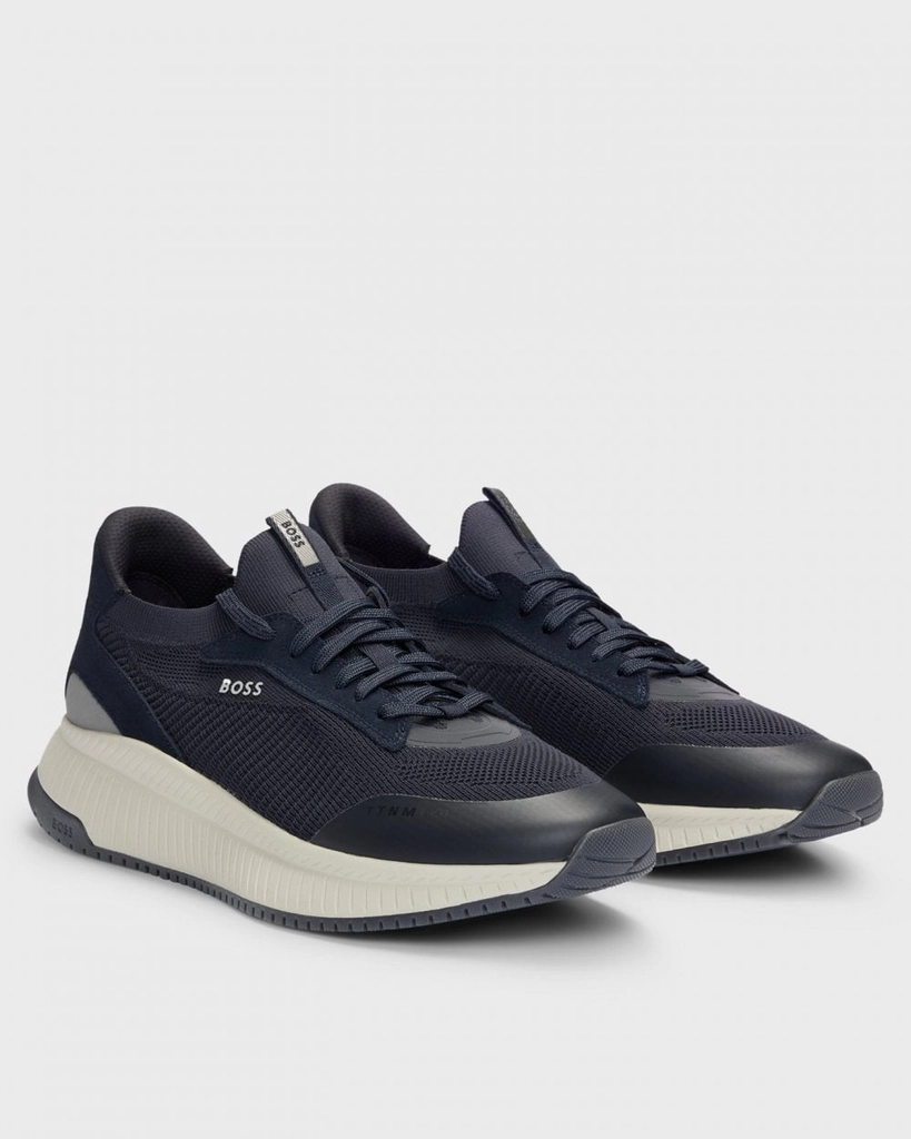 Hugo Boss TTNM EVO Mens Trainers with Knitted Uppers NOS - Dark Blue - Size UK 8